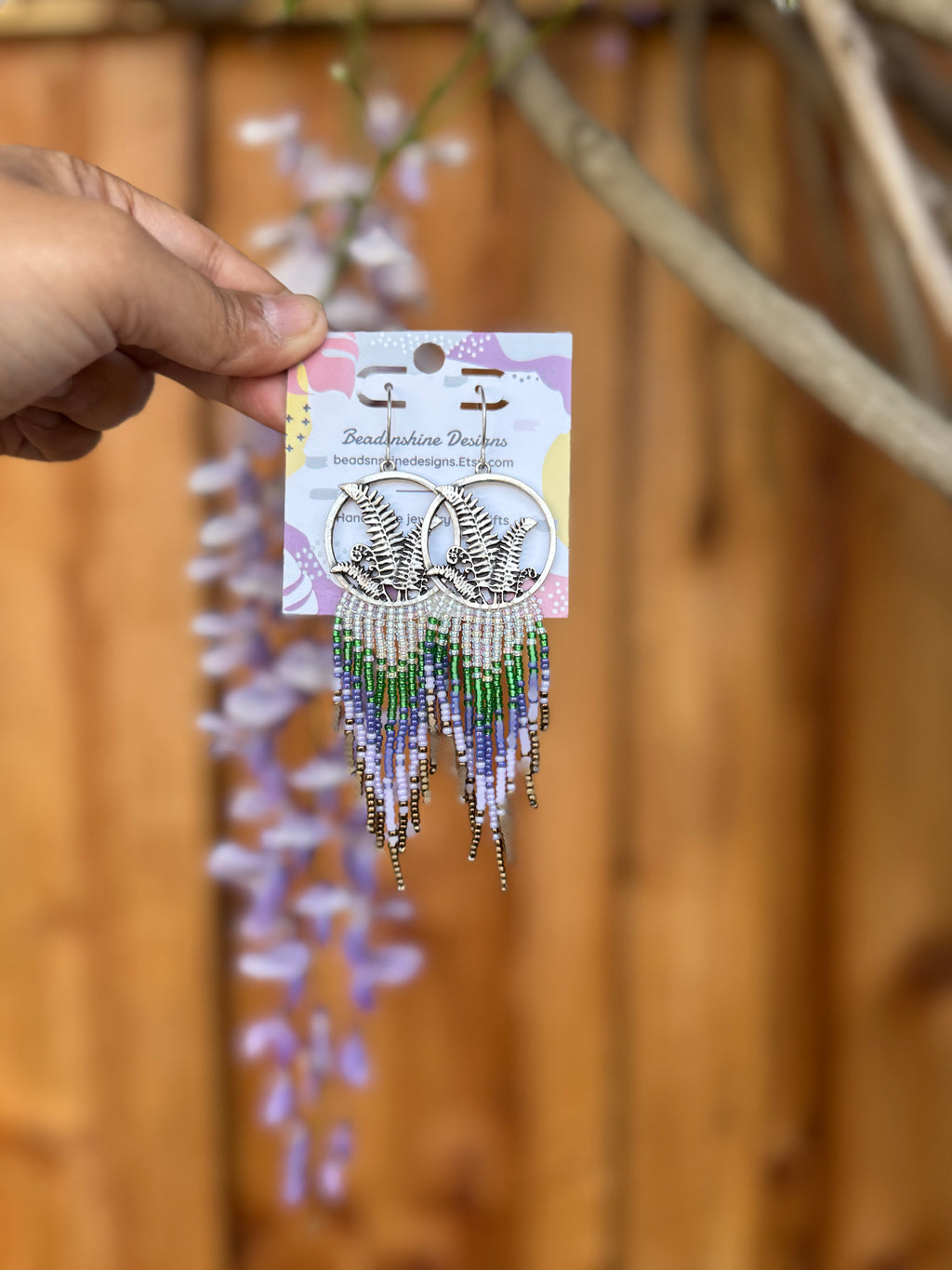 Handmade fringe beaded earrings,boho earrings, seed bead earrings, gift for women