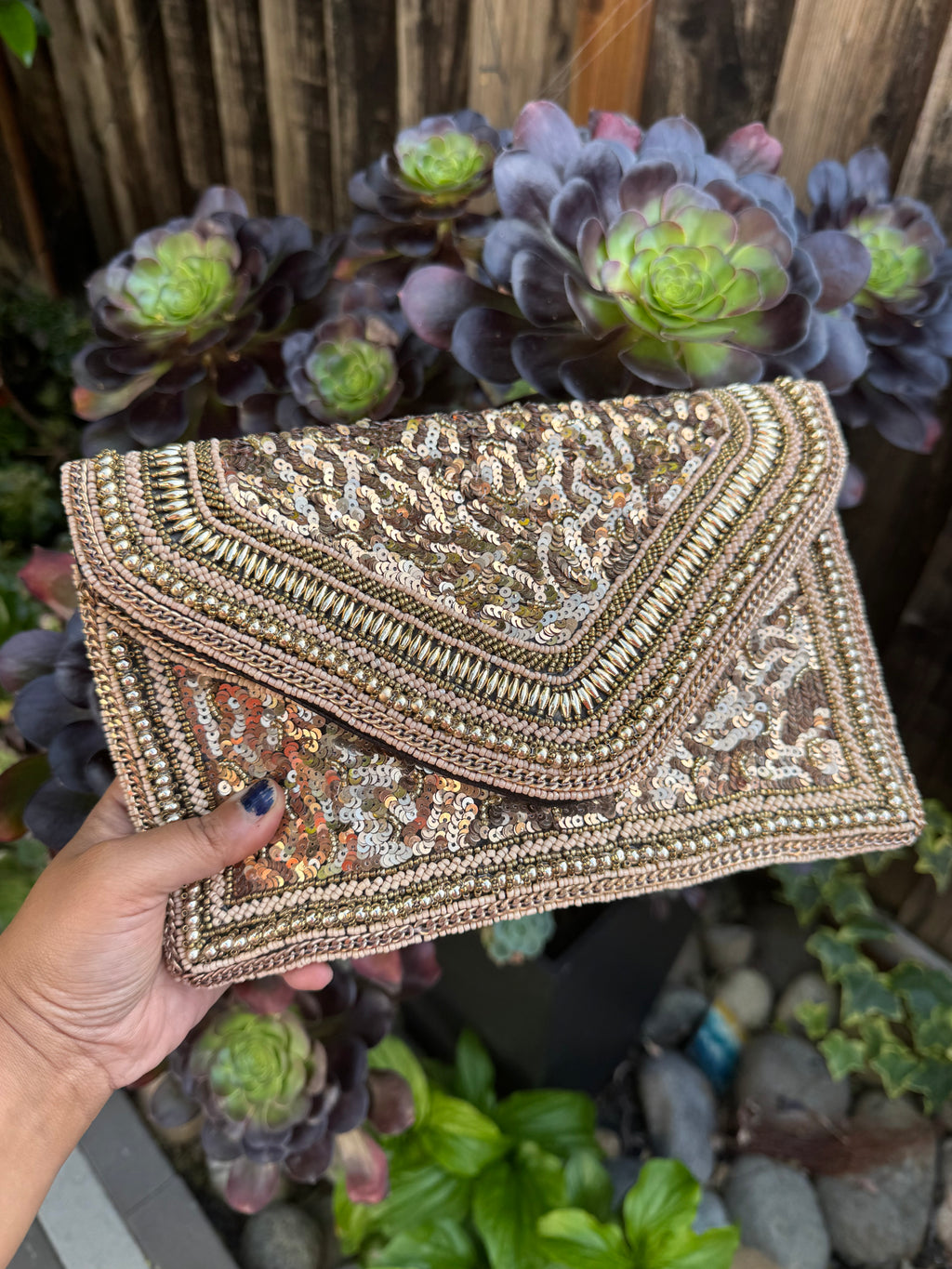 Exquisite Handmade Beaded clutch bag, gold beaded clutch, evening party bag with string, Gift for her, Bridal wedding bag