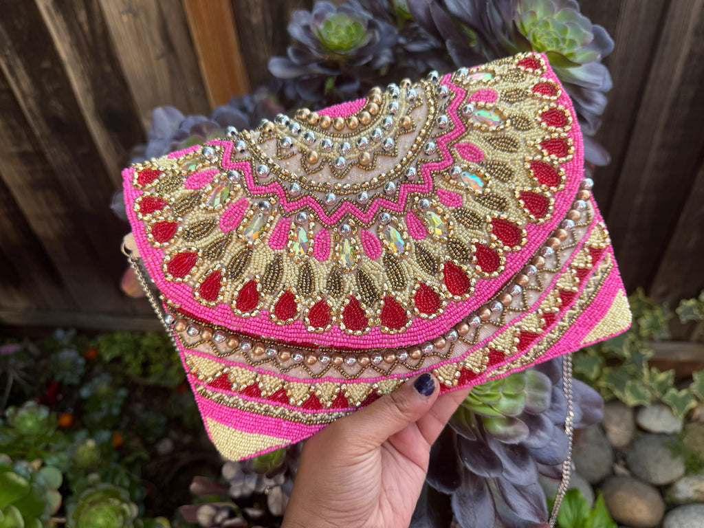 Exquisite Handmade Beaded clutch bag, ornate beaded clutch, evening party bag with string, Gift for her, Bridal wedding bag