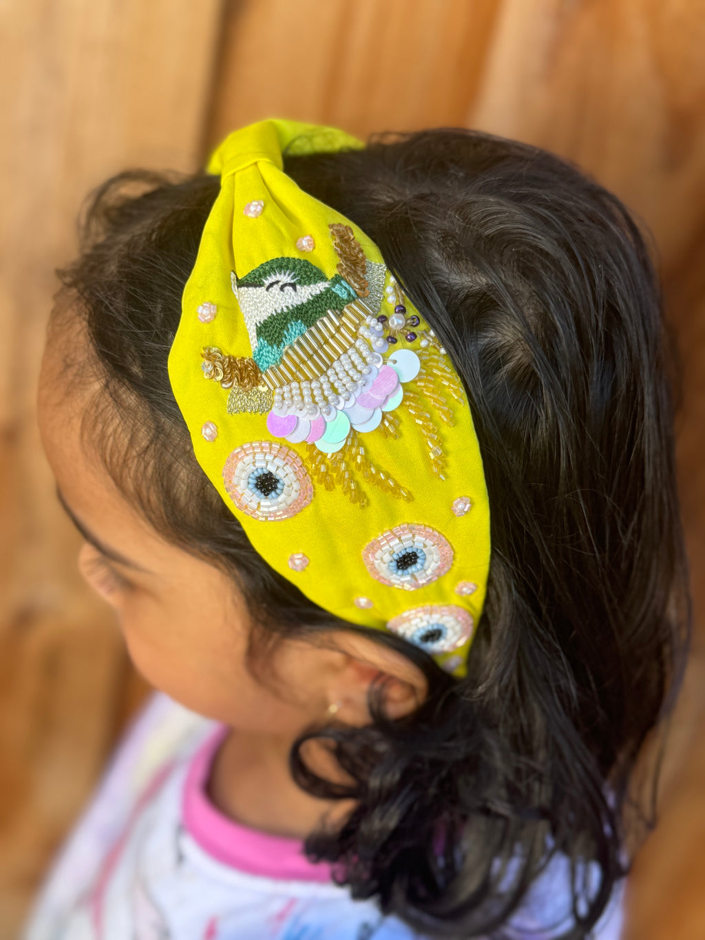Bright Statement headband, Handmade Knot Headband, Wide Knot Headband, Embellished Knot Headband, Seed Bead Headband, gifts for her, daughter gift