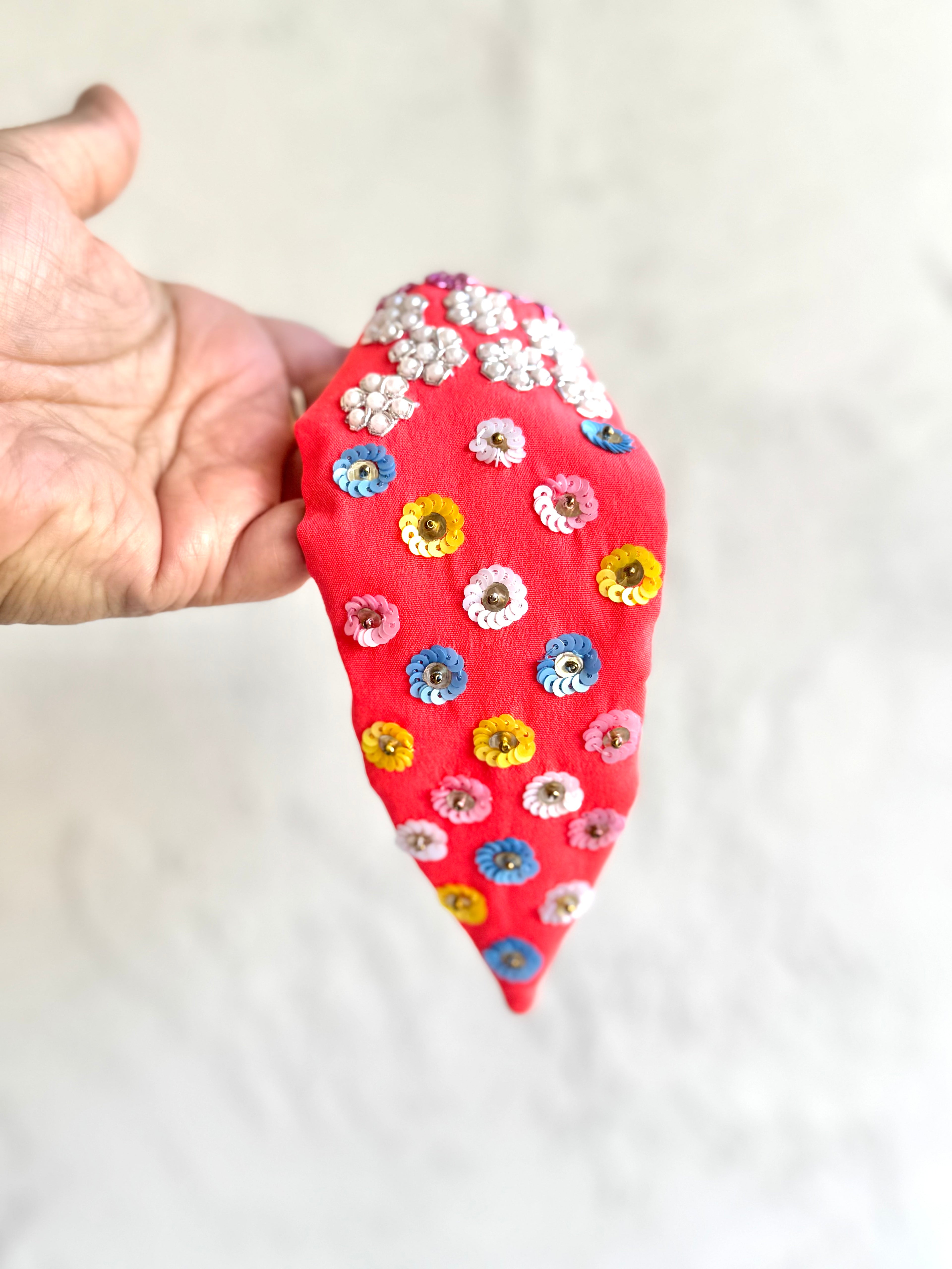 Bright Statement headband, Handmade Knot Headband, Wide Knot Headband, Seed Bead Headband, gifts for her, daughter gift