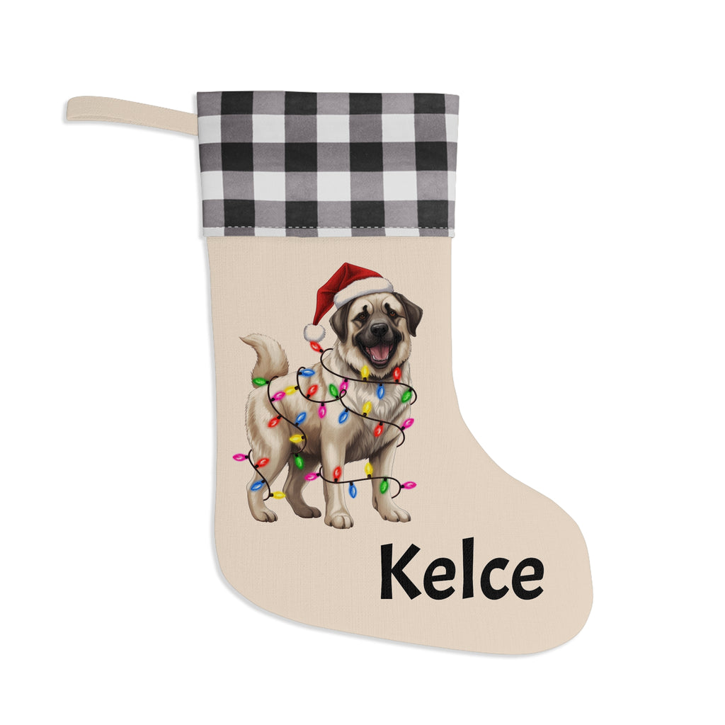 Christmas Stocking, Dog Lovers Gift, Holiday Decor, Anatolian Shepherd, Pet Owner, Mantle Decoration