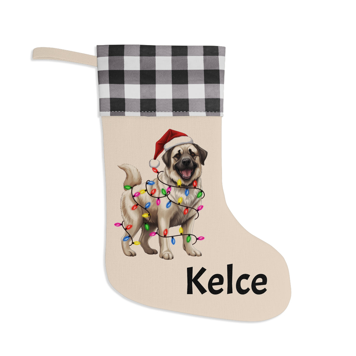 Christmas Stocking, Dog Lovers Gift, Holiday Decor, Anatolian Shepherd, Pet Owner, Mantle Decoration