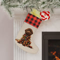 Christmas Stocking, Chocolate Labradoodle Stocking, Holiday Stocking, Dog Lover Gift, Pet Owner Gift, Christmas Decor
