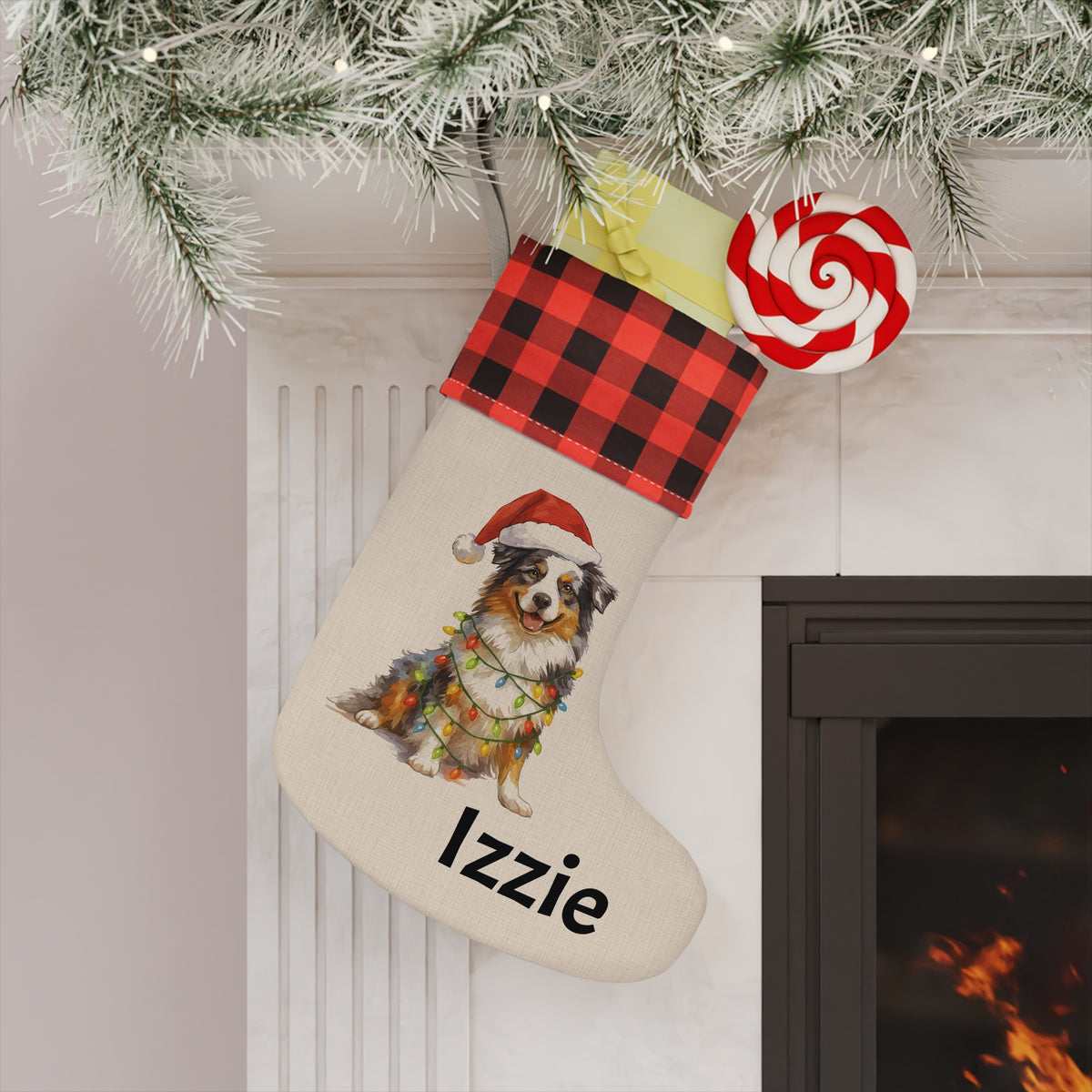 Personalized Border Collie Dog Christmas Stocking - Pet Lover Holiday Decor, Custom Name Embroidered, Xmas Gift for Dog Owners, Festive