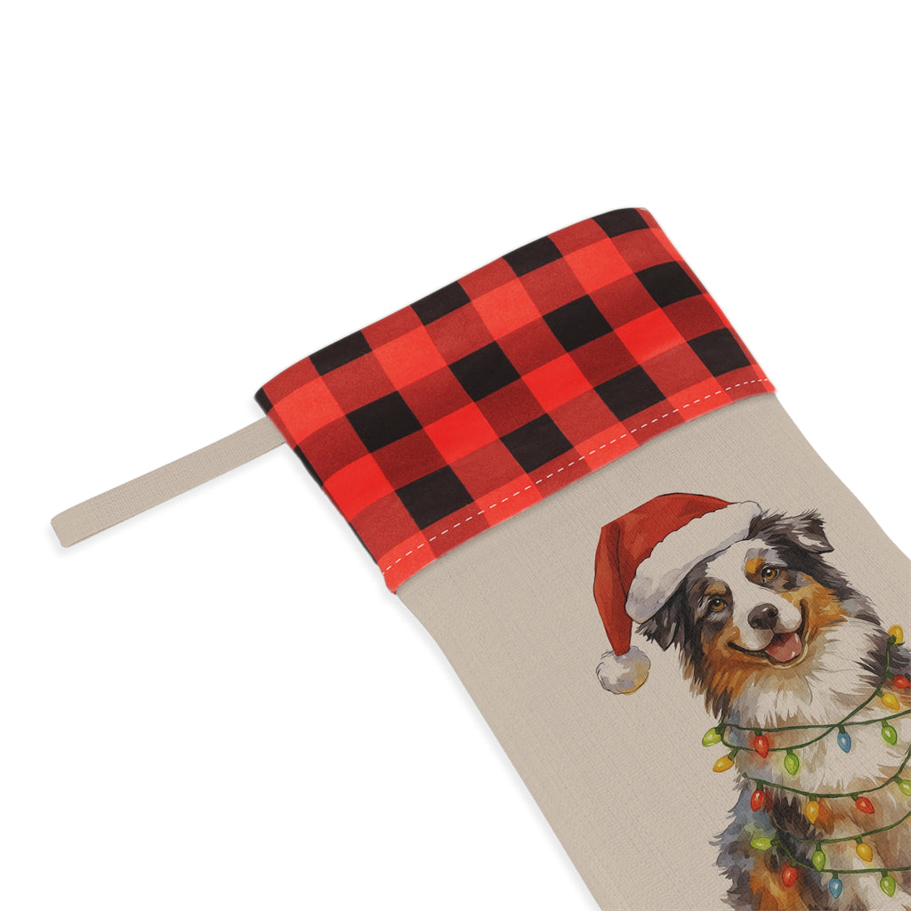 Personalized Border Collie Dog Christmas Stocking - Pet Lover Holiday Decor, Custom Name Embroidered, Xmas Gift for Dog Owners, Festive