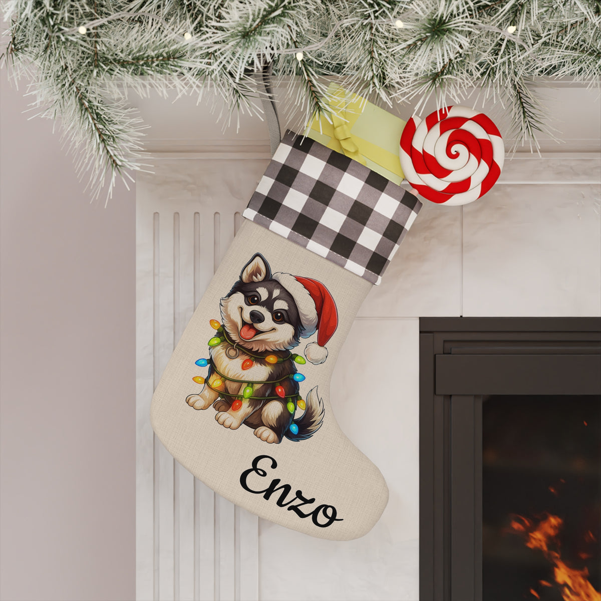 Christmas Stocking, Holiday Stocking, Dog Lover Christmas Decor, Border Collie Gift, Pet Owner Stocking Stuffer