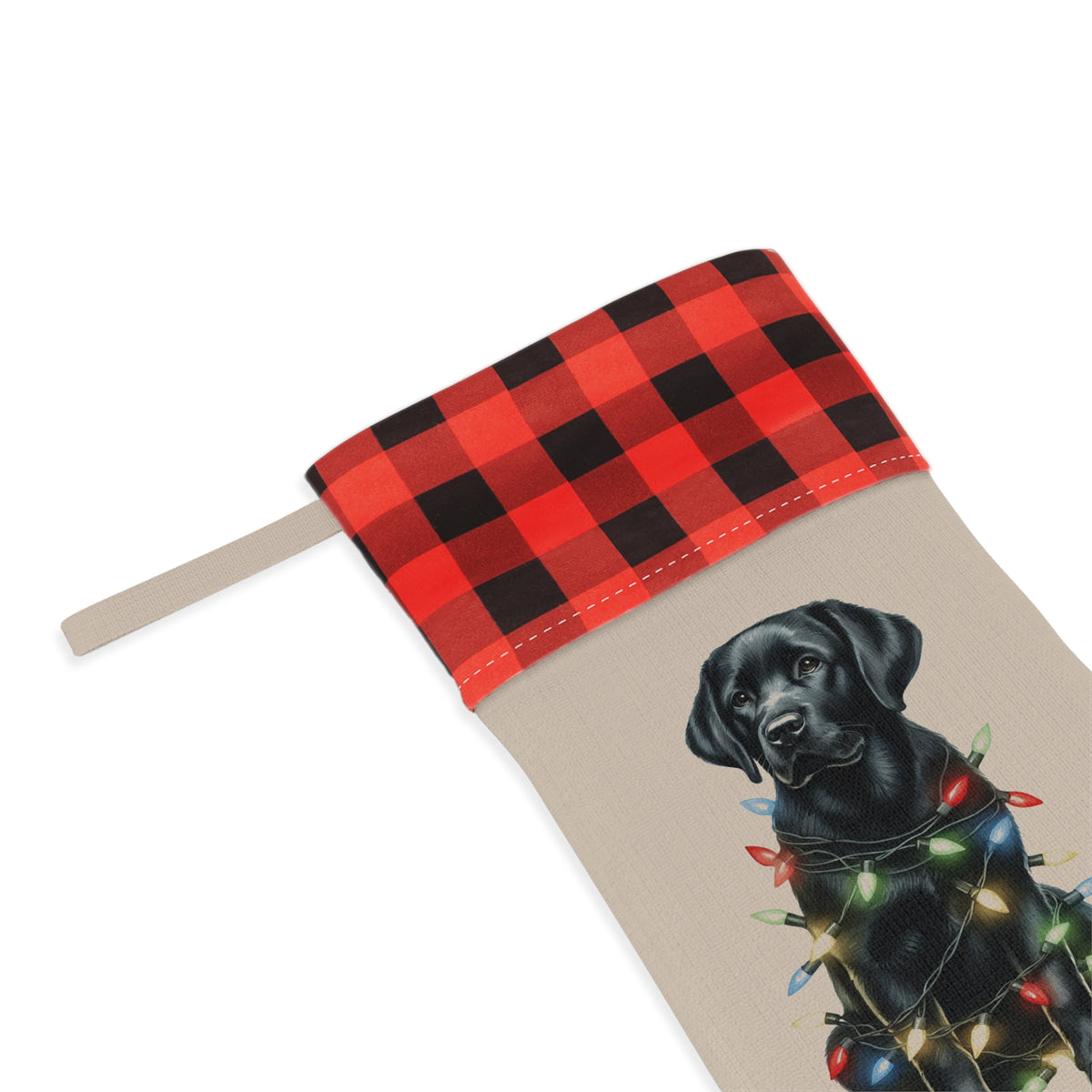 Christmas Stocking, Black Labrador, Pet Lover Gift, Holiday Decor, Dog Owner Present, Festive Mantel Decoration