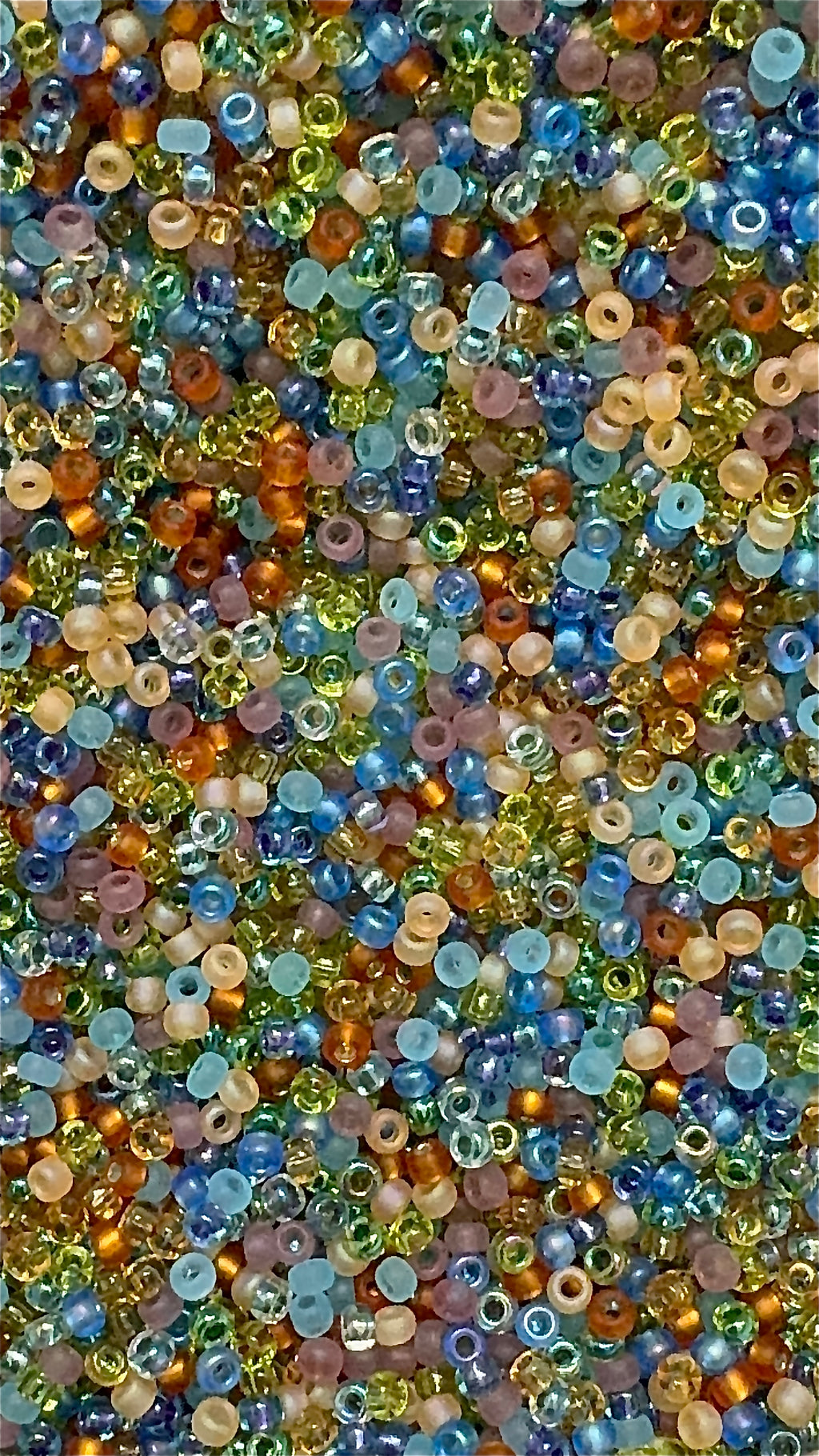 Amber blues mix, seed beads mix, size 11/0, 30 grams