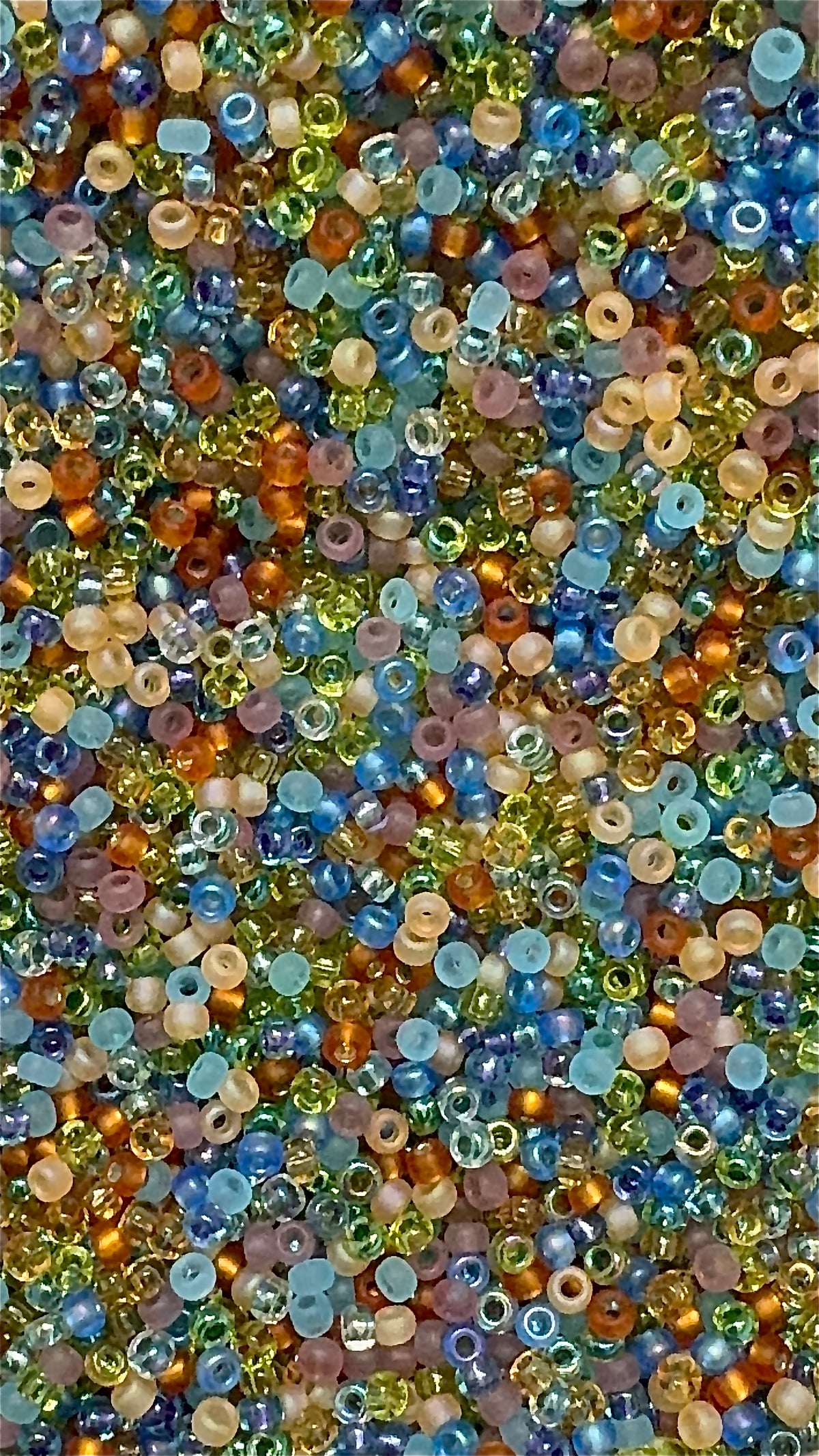 Amber blues mix, seed beads mix, size 11/0, 30 grams