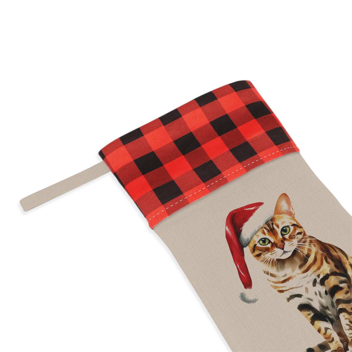 Christmas Stocking, Bengal Cat Stocking, Holiday Stocking, Cat Lover Gift, Christmas Decor, Pet Owner Gift, Festive Stocking