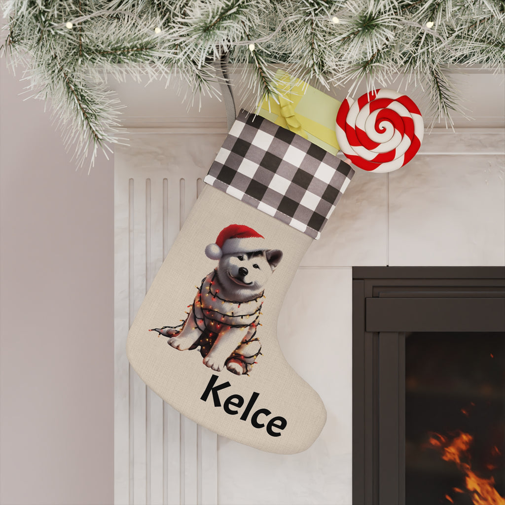 Christmas Stocking, Personalized Akita Stocking, Dog Lover Gift, Holiday Decor, Pet Christmas Gift, Custom Dog Stocking, Christmas Gift for