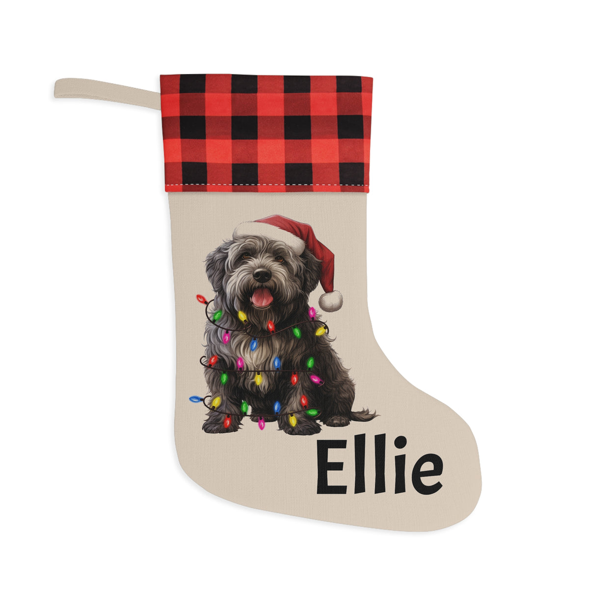 Bouvier Des Flanders Christmas Stocking, Dog Lover Gift, Holiday Decor, Pet Stocking, Christmas Gift