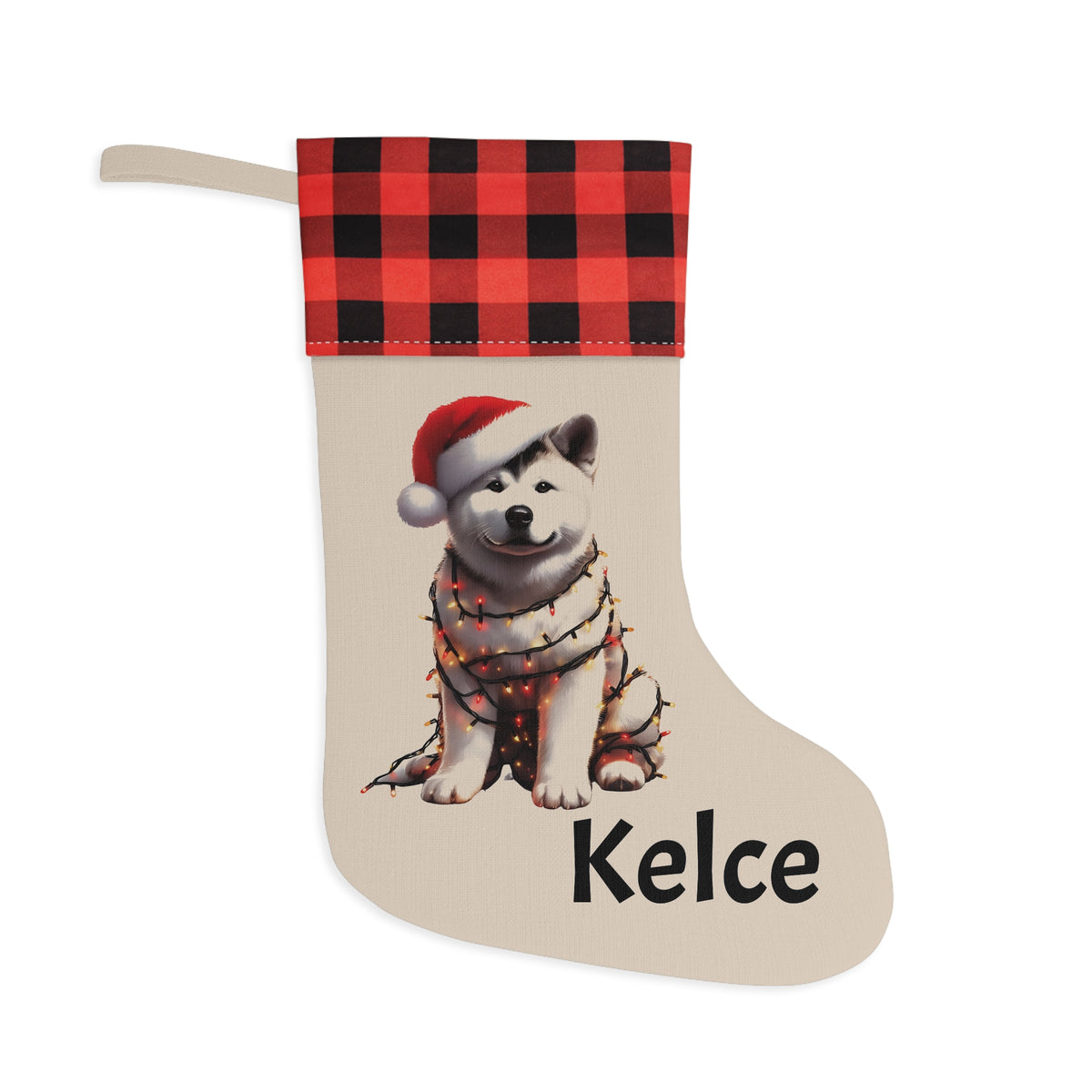 Christmas Stocking, Personalized Akita Stocking, Dog Lover Gift, Holiday Decor, Pet Christmas Gift, Custom Dog Stocking, Christmas Gift for