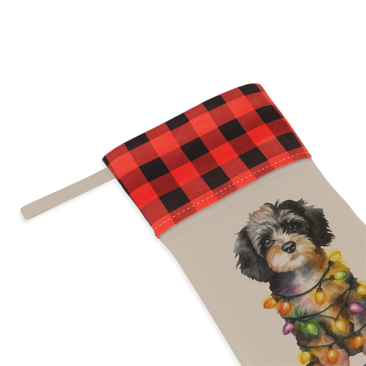 Cavapoo Christmas Stocking, Dog Lover Gift, Holiday Decor, Pet Stocking, Cute Yorkie, Christmas Gift