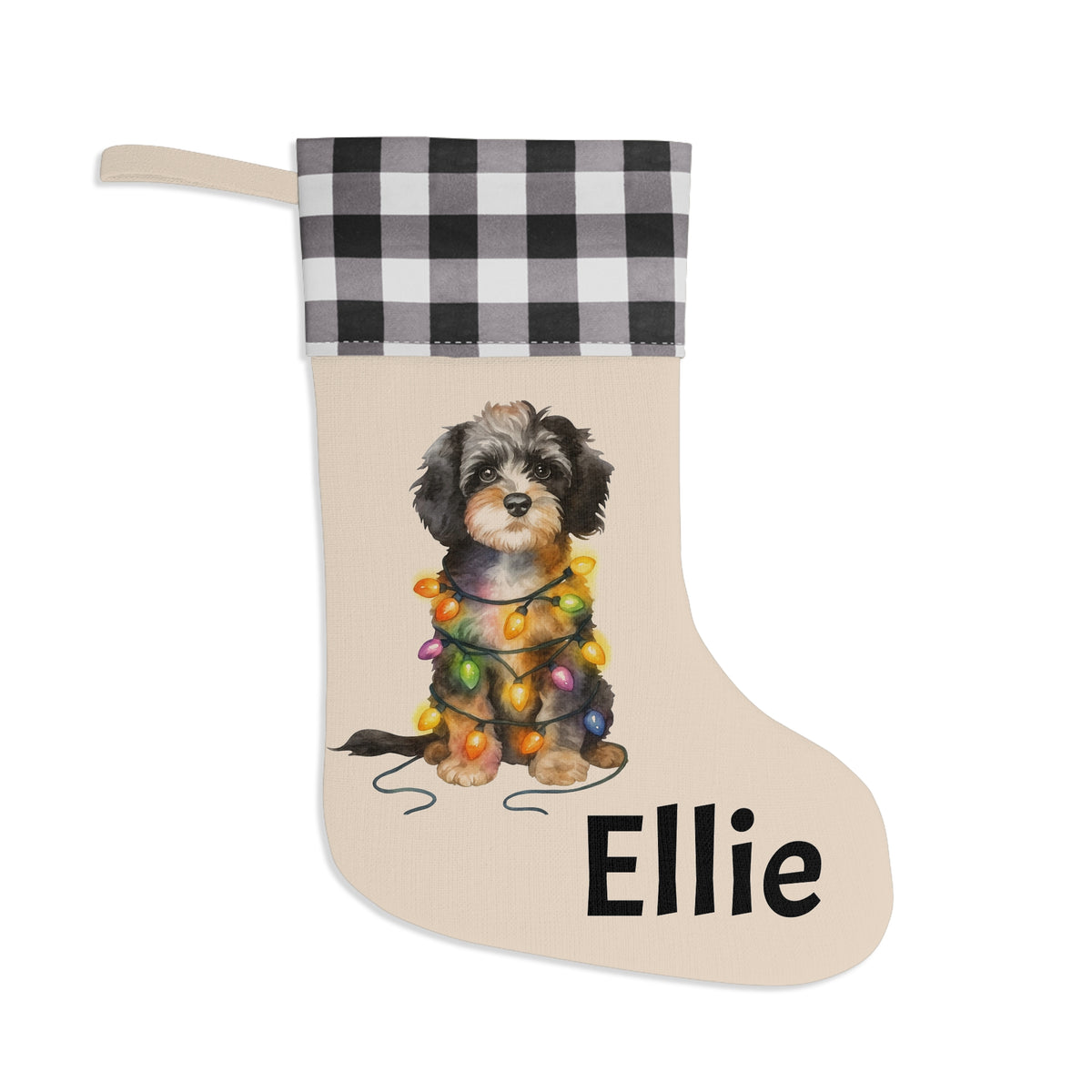 Cavapoo Christmas Stocking, Dog Lover Gift, Holiday Decor, Pet Stocking, Cute Yorkie, Christmas Gift