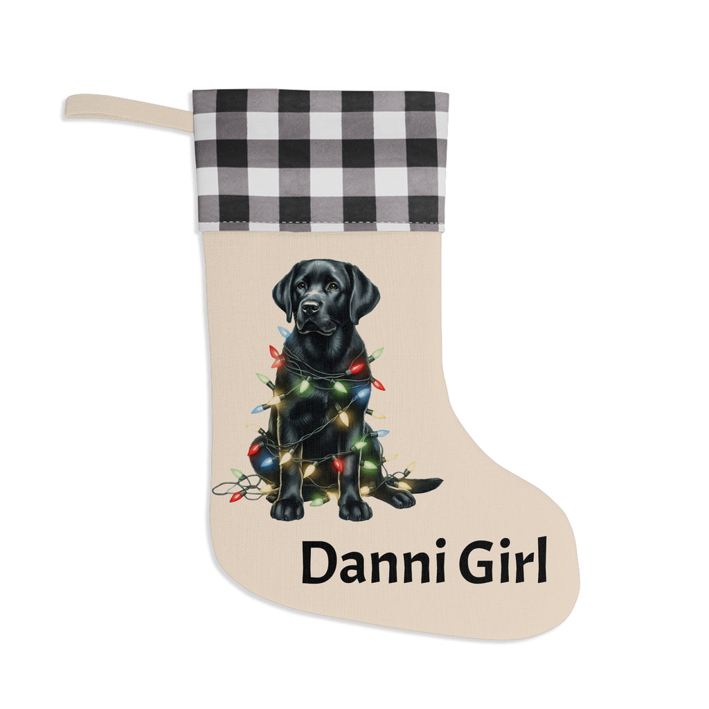 Christmas Stocking, Black Labrador, Pet Lover Gift, Holiday Decor, Dog Owner Present, Festive Mantel Decoration
