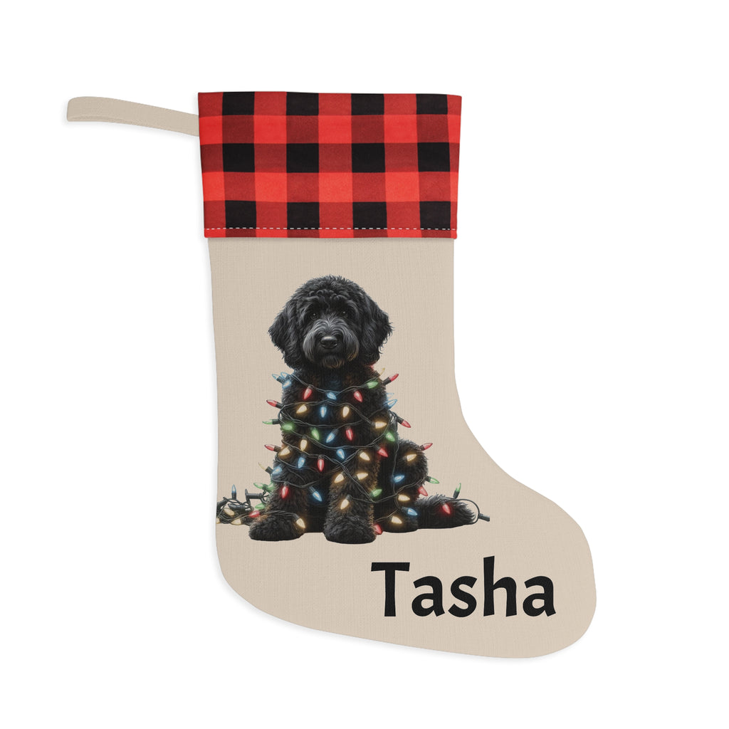Christmas Stocking, Black Labradoodle Stocking, Holiday Stocking, Dog Lover Gift, Pet Owner Gift, Christmas Decor