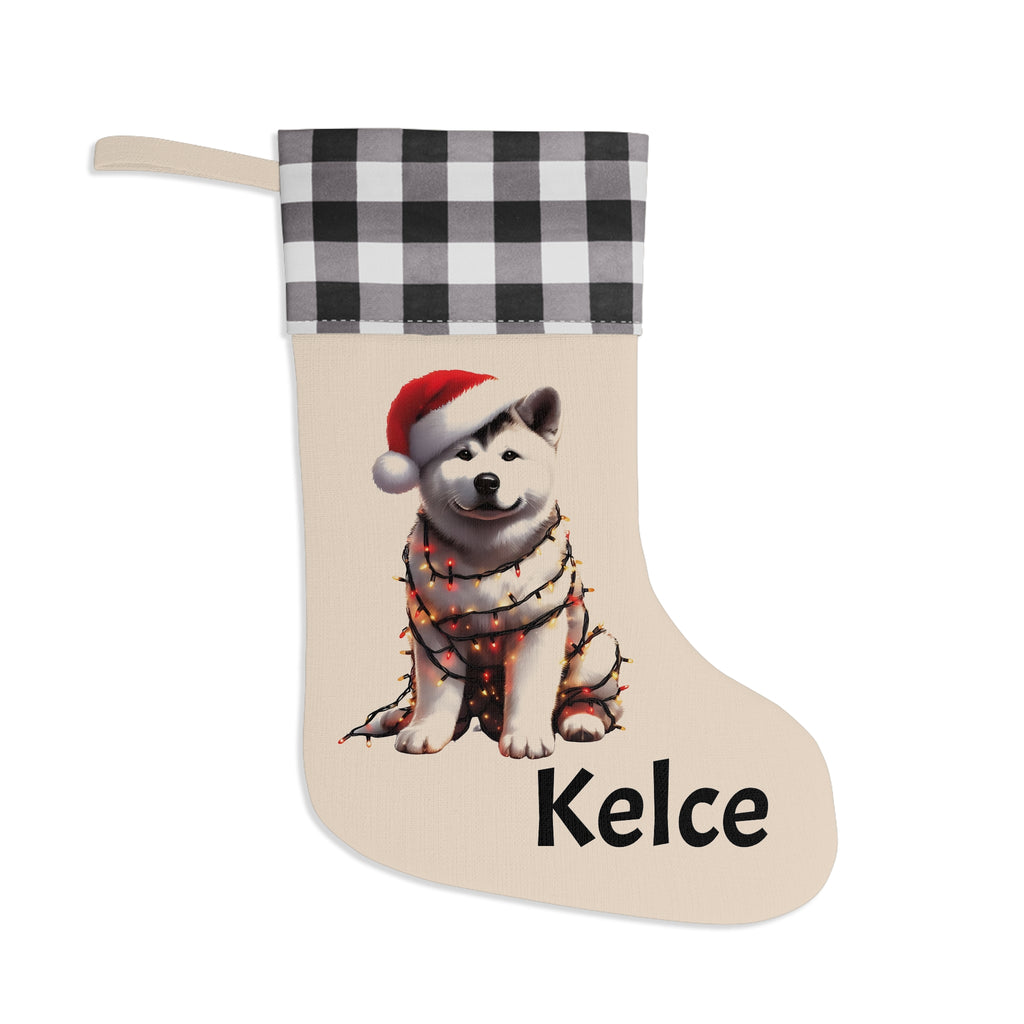 Christmas Stocking, Personalized Akita Stocking, Dog Lover Gift, Holiday Decor, Pet Christmas Gift, Custom Dog Stocking, Christmas Gift for