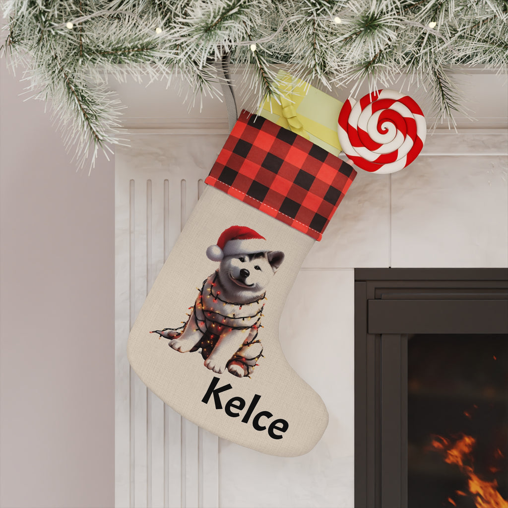 Christmas Stocking, Personalized Akita Stocking, Dog Lover Gift, Holiday Decor, Pet Christmas Gift, Custom Dog Stocking, Christmas Gift for