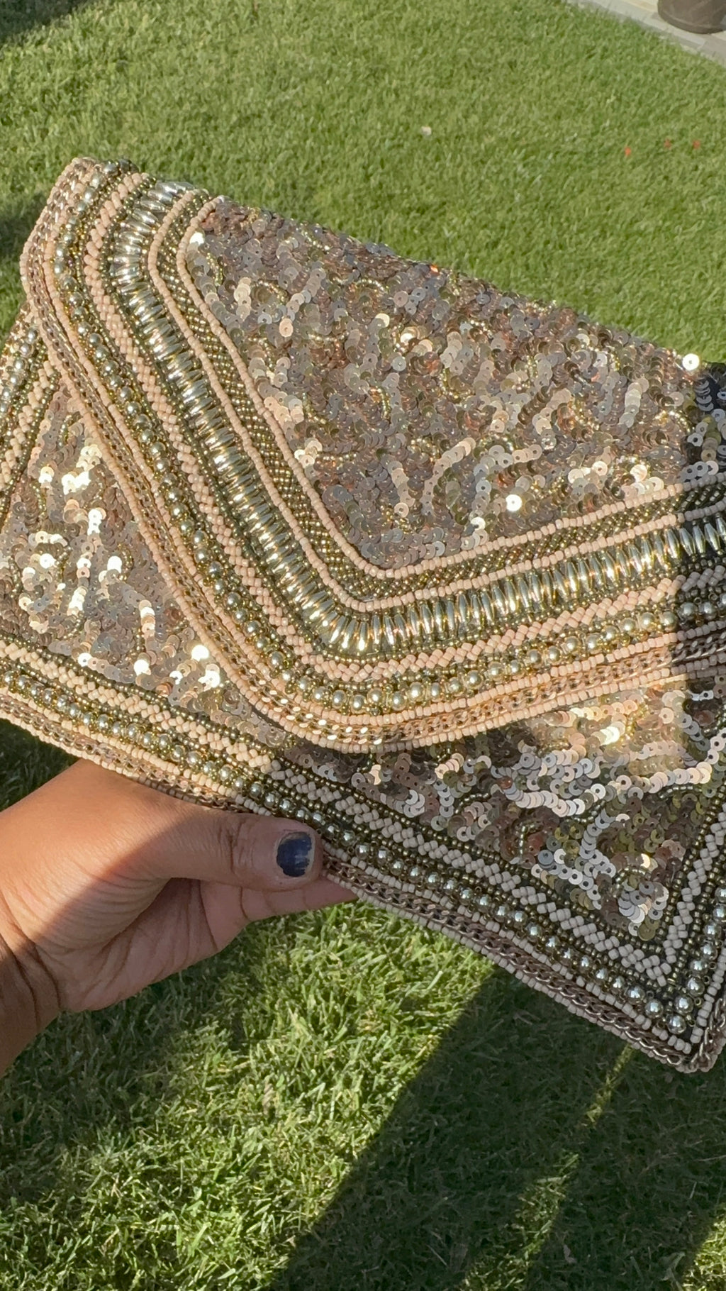 Exquisite Handmade Beaded clutch bag, gold beaded clutch, evening party bag with string, Gift for her, Bridal wedding bag