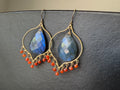 Labradorite Chandelier Earrings,Vermeil Gold, Carnelian beaded earrings, gifts for her