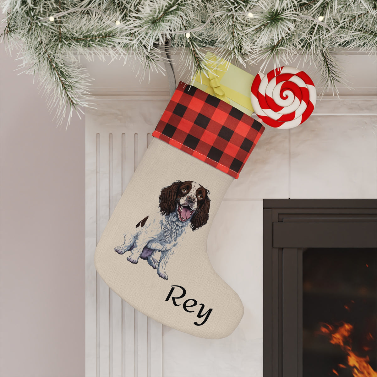 Personalized English springer spaniel Holiday Stocking, pet dog Christmas stocking, gift for dog lovers, dog owners gift, Christmas gift