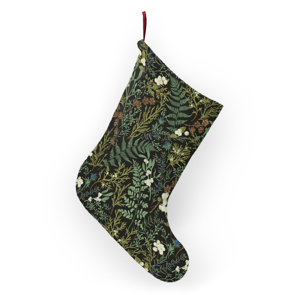 Christmas Stockings, woodland Holiday Decor, Magical Forest Botanical design, Vintage Christmas Stocking, Festive Home Decor