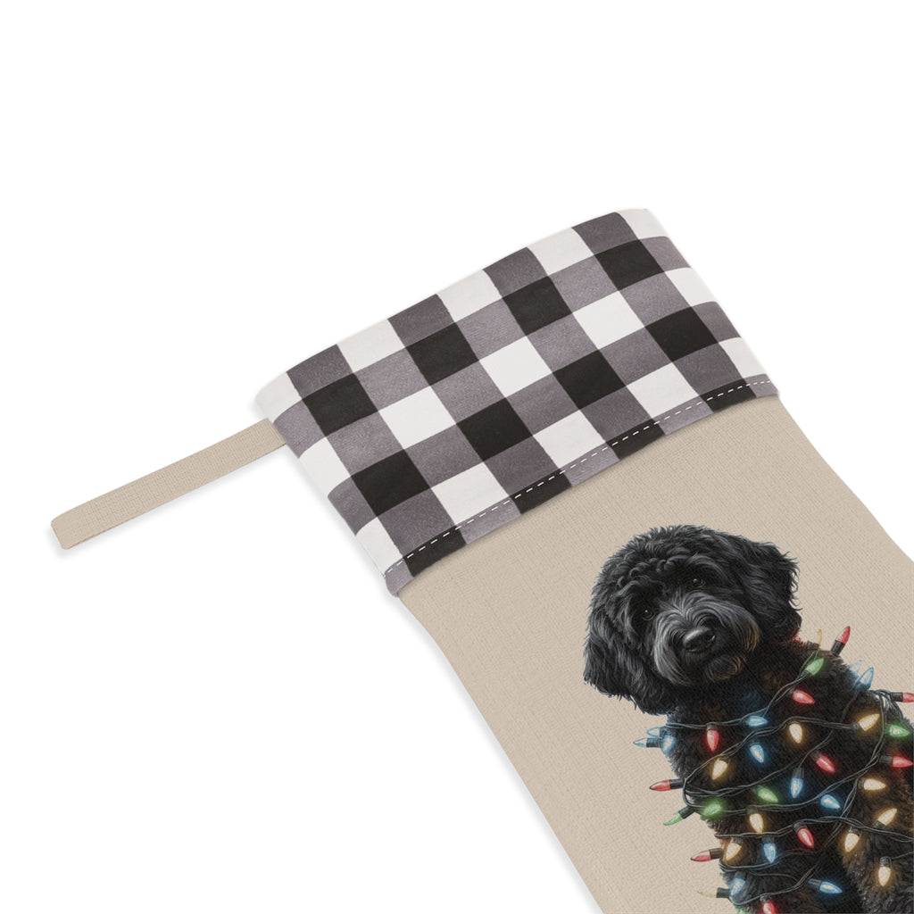 Christmas Stocking, Black Labradoodle Stocking, Holiday Stocking, Dog Lover Gift, Pet Owner Gift, Christmas Decor