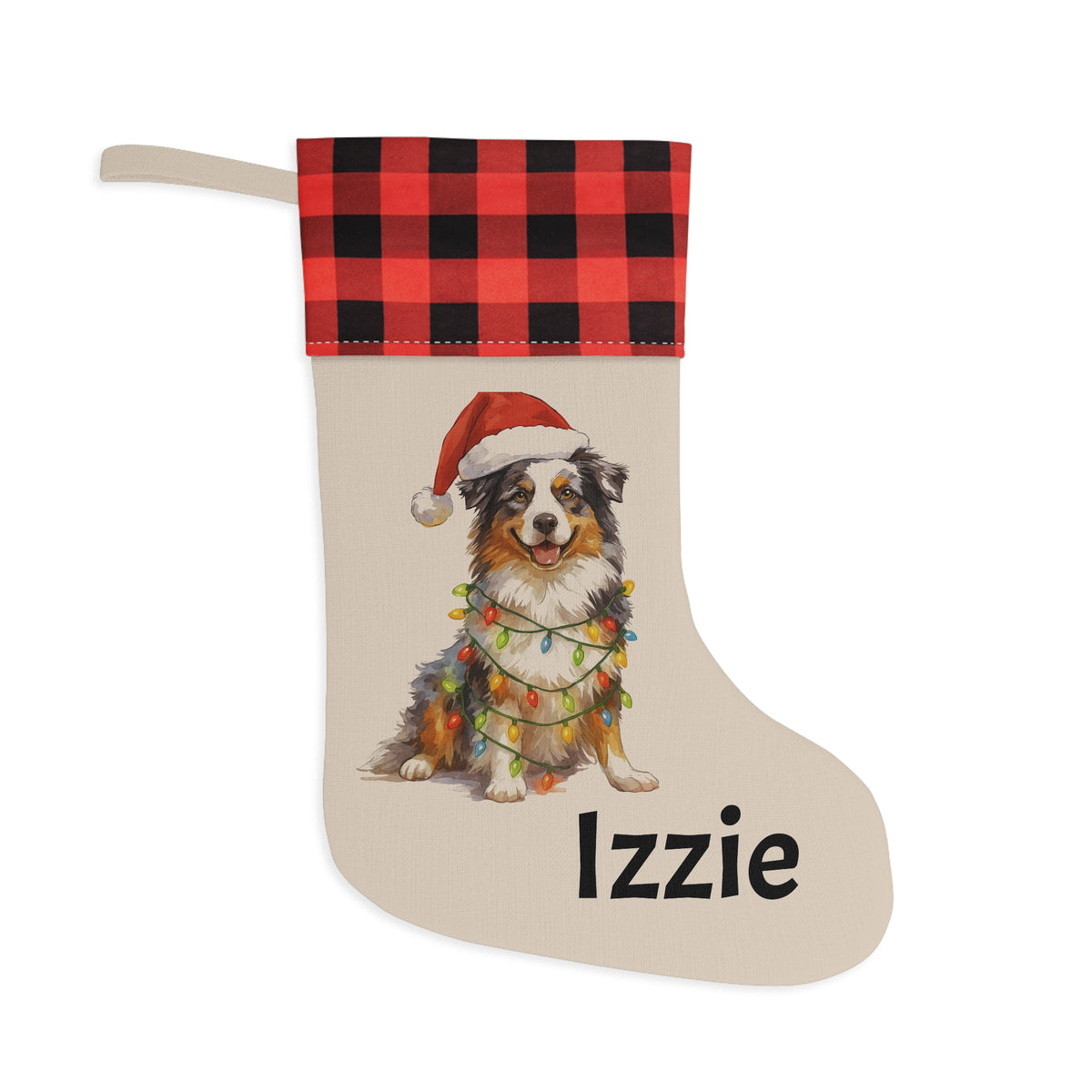 Personalized Border Collie Dog Christmas Stocking - Pet Lover Holiday Decor, Custom Name Embroidered, Xmas Gift for Dog Owners, Festive