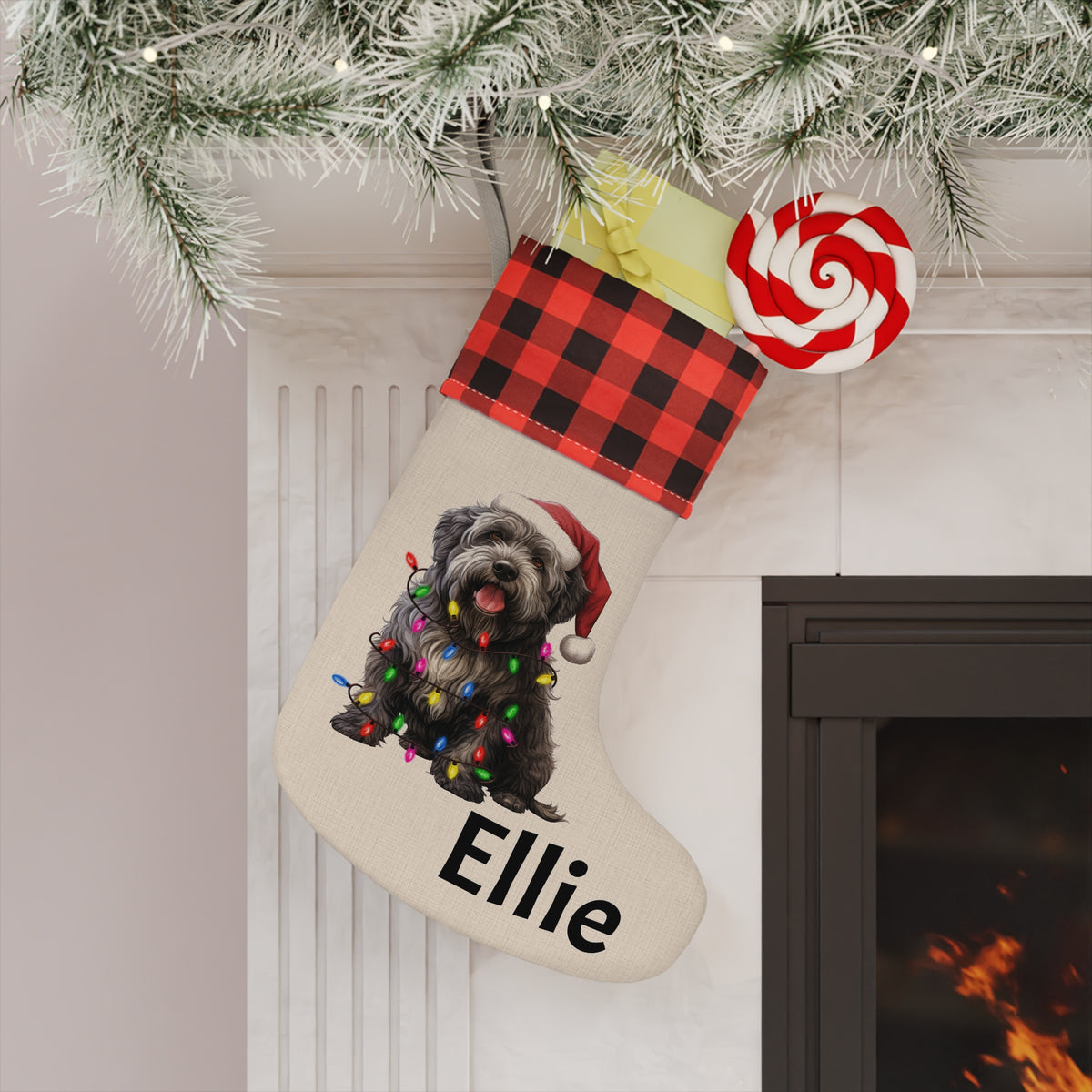 Bouvier Des Flanders Christmas Stocking, Dog Lover Gift, Holiday Decor, Pet Stocking, Christmas Gift