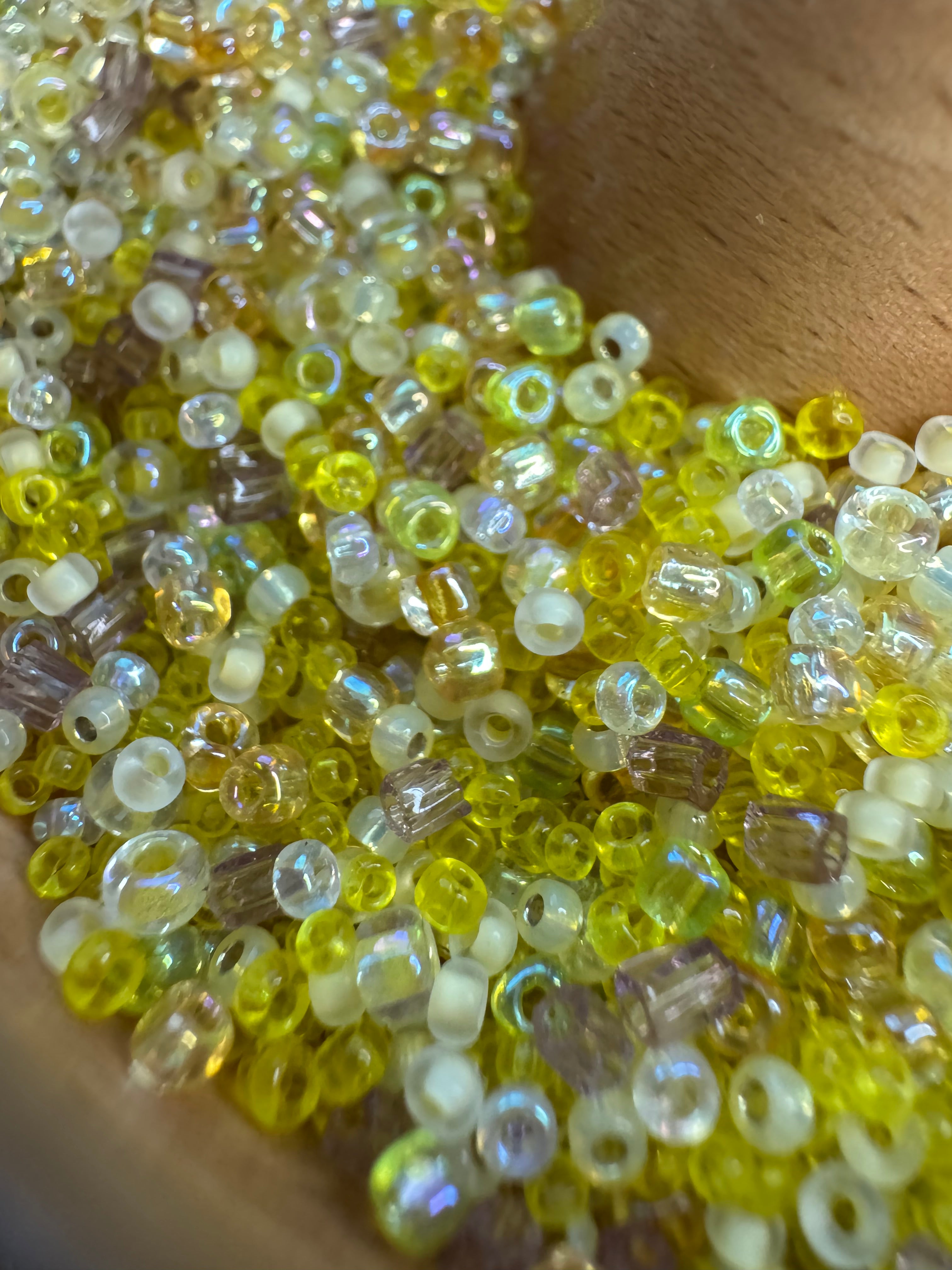 Lemon twist Mix Czech seed beads, size 11/0 and 12/0 2mm,3mm cubic beads 30 grams, C02