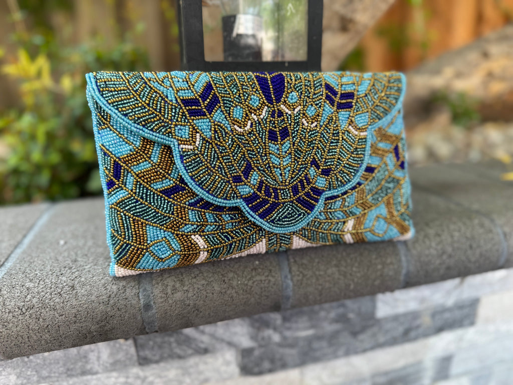 Exquisite Handmade Beaded clutch bag, detailed beaded clutch, evening party bag with string, Gift for her
