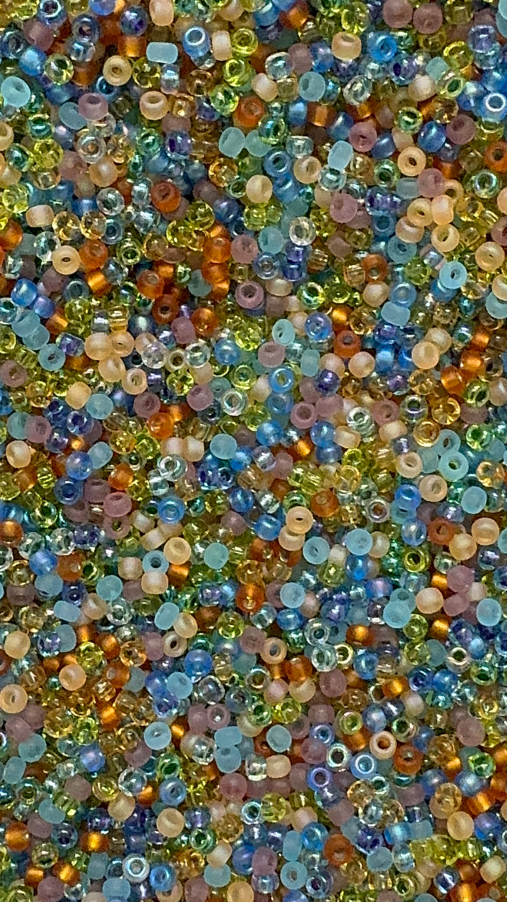 Amber blues mix, seed beads mix, size 11/0, 30 grams