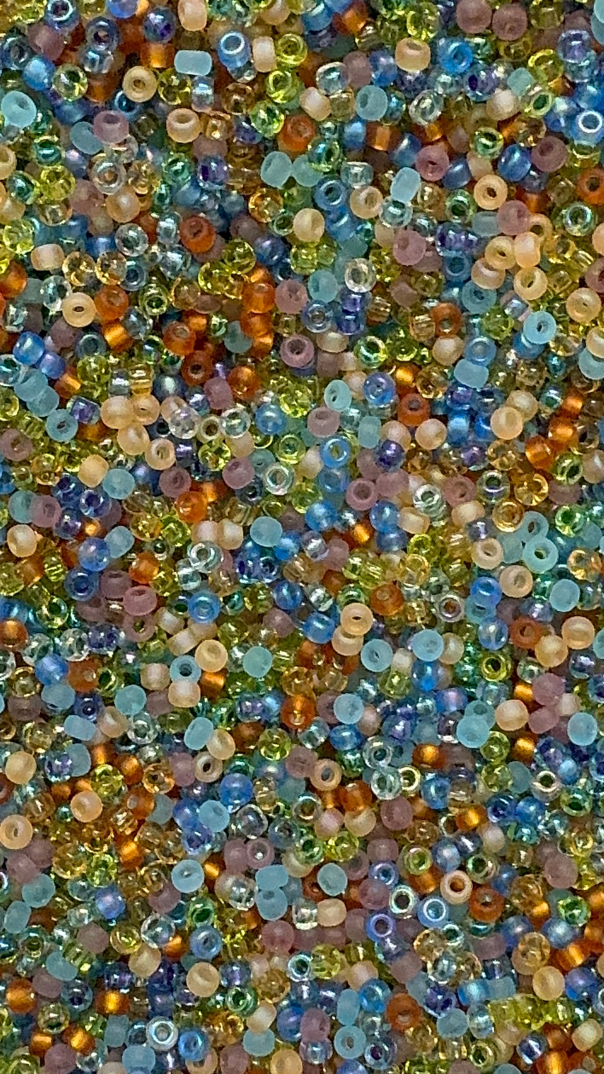 Amber blues mix, seed beads mix, size 11/0, 30 grams