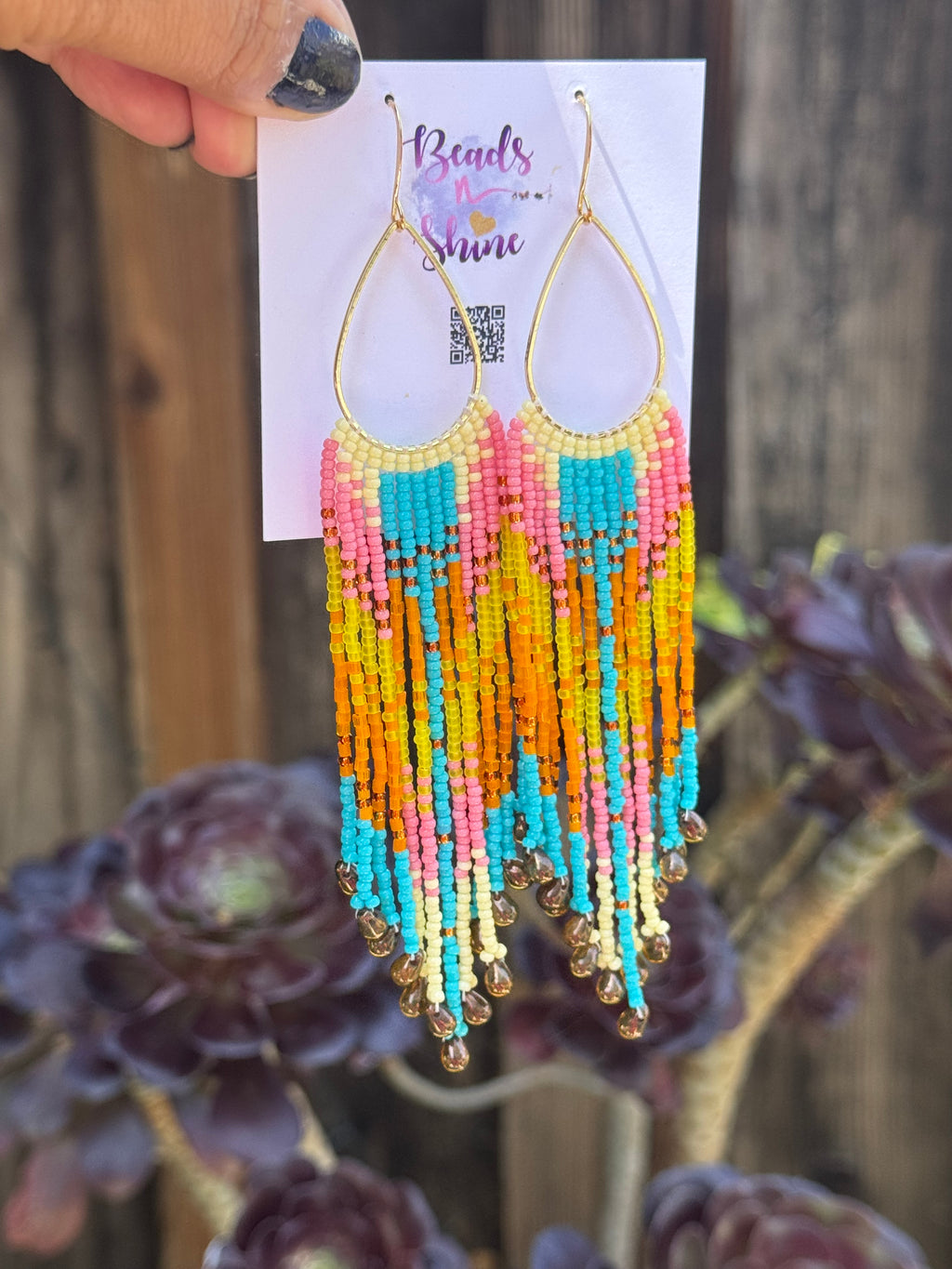 Handmade Statement beaded earrings, medium length earrings, boho earrings, seed bead earrings, gift for women