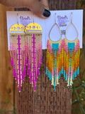 Handmade Statement beaded earrings, medium length earrings, boho earrings, seed bead earrings, gift for women