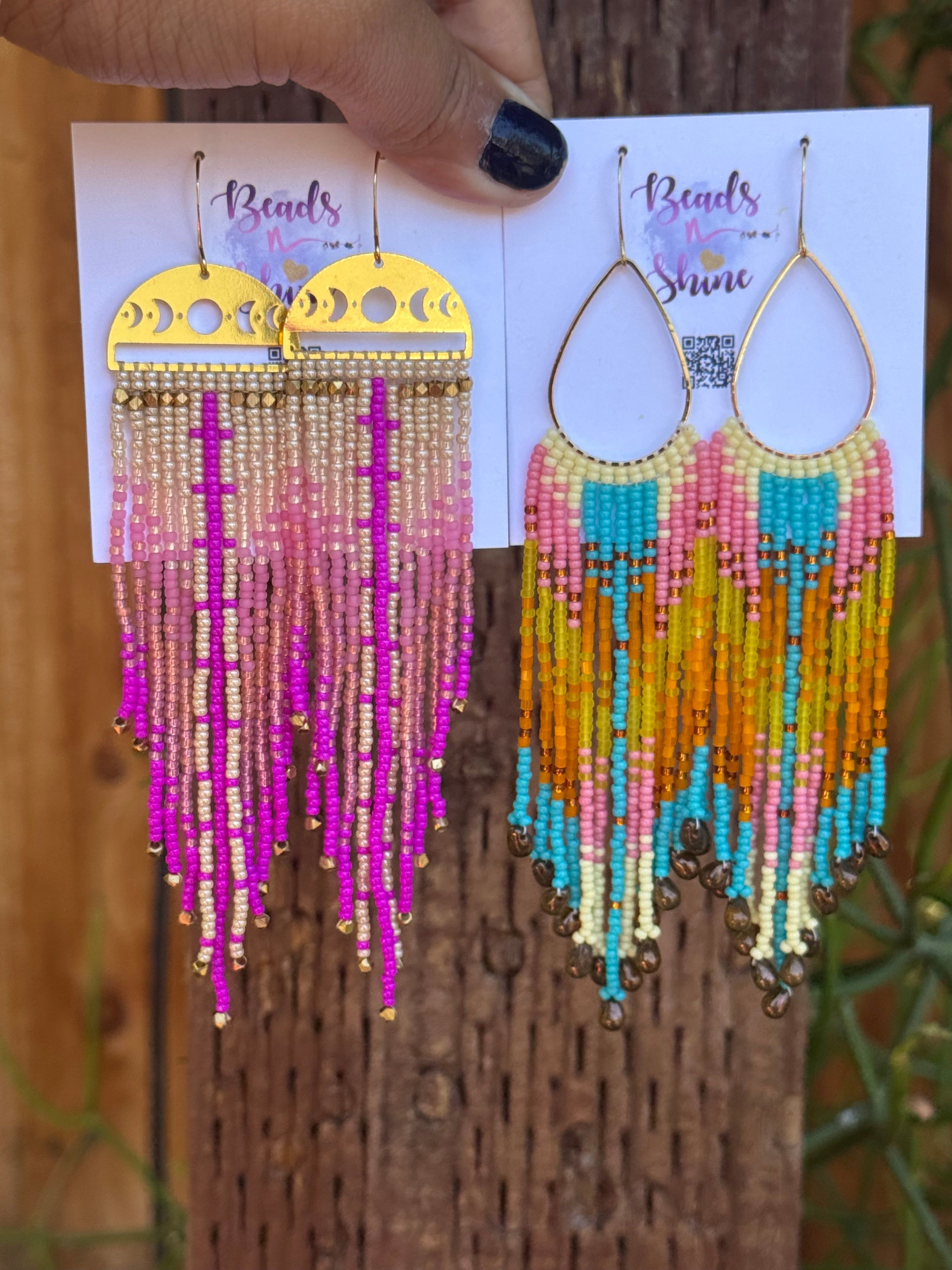 Handmade Statement beaded earrings, medium length earrings, boho earrings, seed bead earrings, gift for women