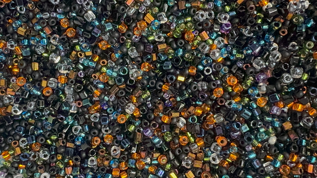 Midnight harvest mix, seed beads mix, size 11/0, 15/0, cube beads,30 grams