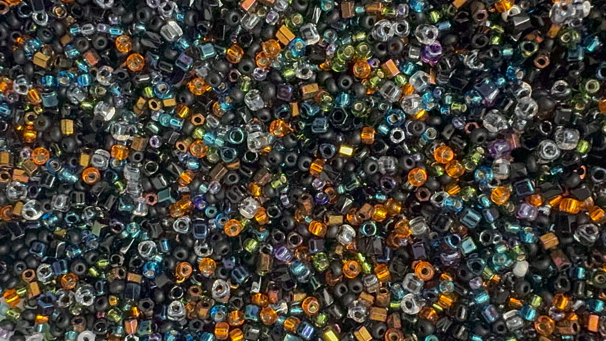 Midnight harvest mix, seed beads mix, size 11/0, 15/0, cube beads,30 grams