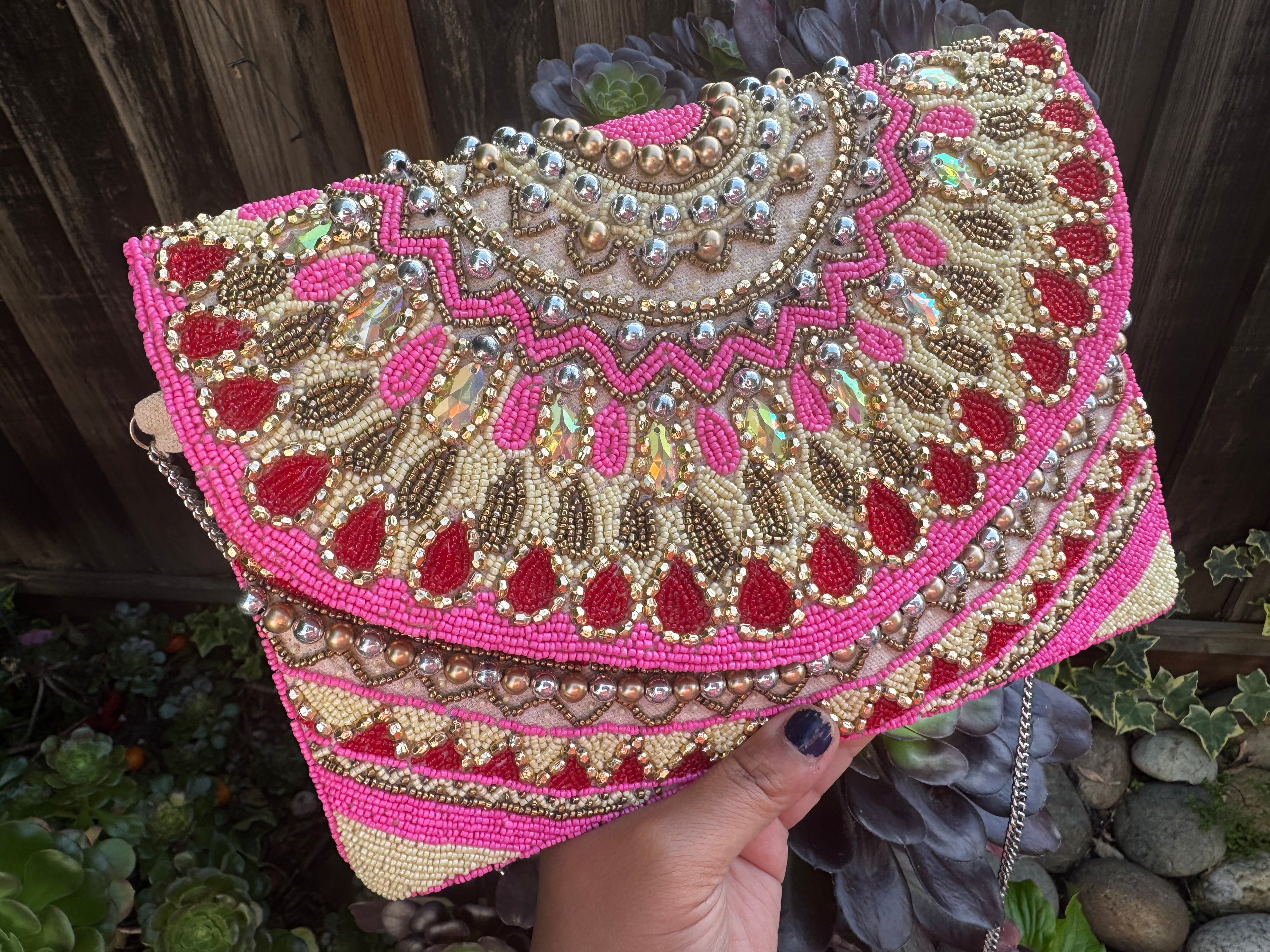 Exquisite Handmade Beaded clutch bag, ornate beaded clutch, evening party bag with string, Gift for her, Bridal wedding bag