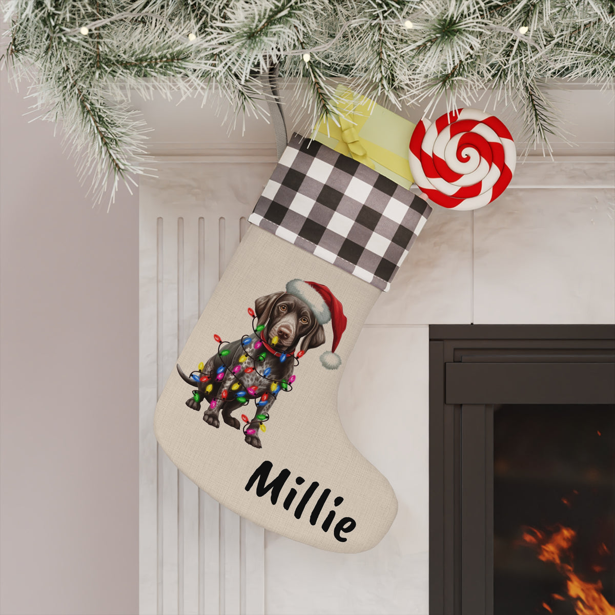 German Shorthaired Pointer Christmas stocking, Dog Lover Gift, Holiday Decor, Pet Owner Present, Winter Home Decor, Cute Puppy Stocking