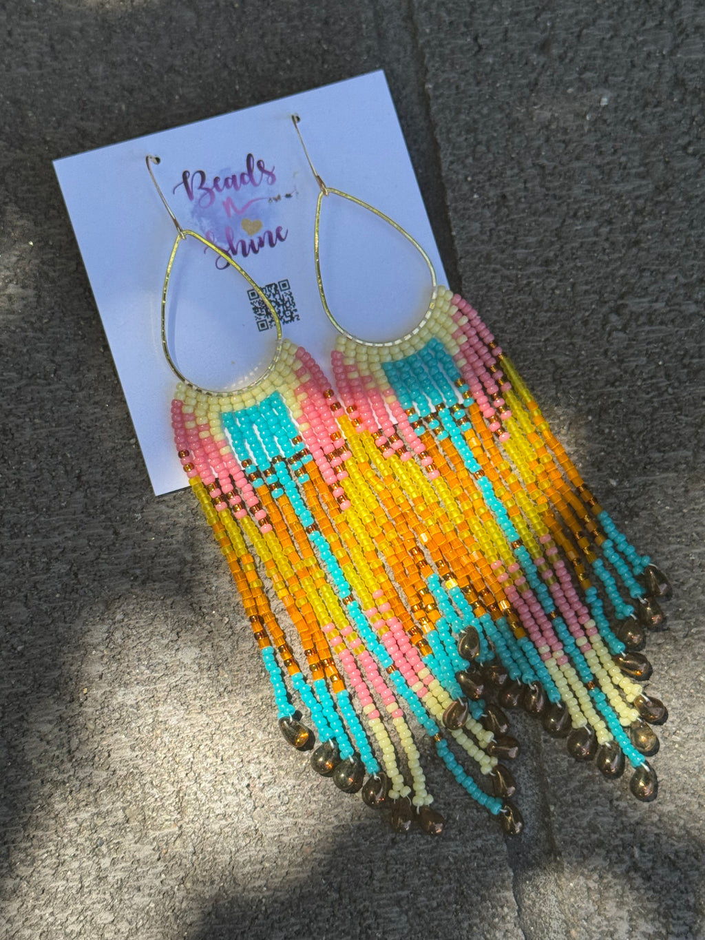 Handmade Statement beaded earrings, medium length earrings, boho earrings, seed bead earrings, gift for women
