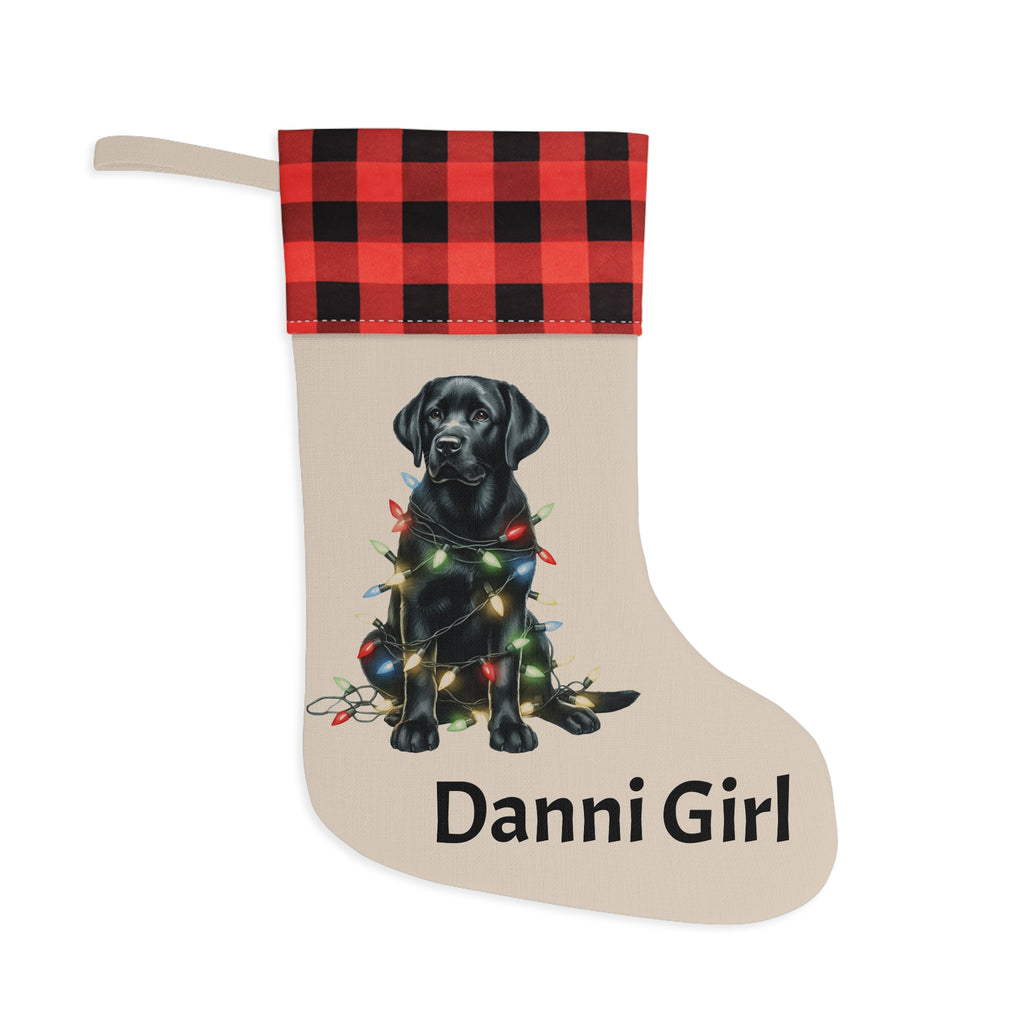 Christmas Stocking, Black Labrador, Pet Lover Gift, Holiday Decor, Dog Owner Present, Festive Mantel Decoration