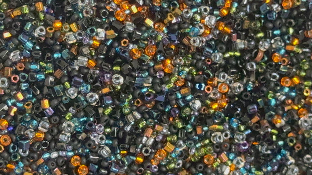 Midnight harvest mix, seed beads mix, size 11/0, 15/0, cube beads,30 grams