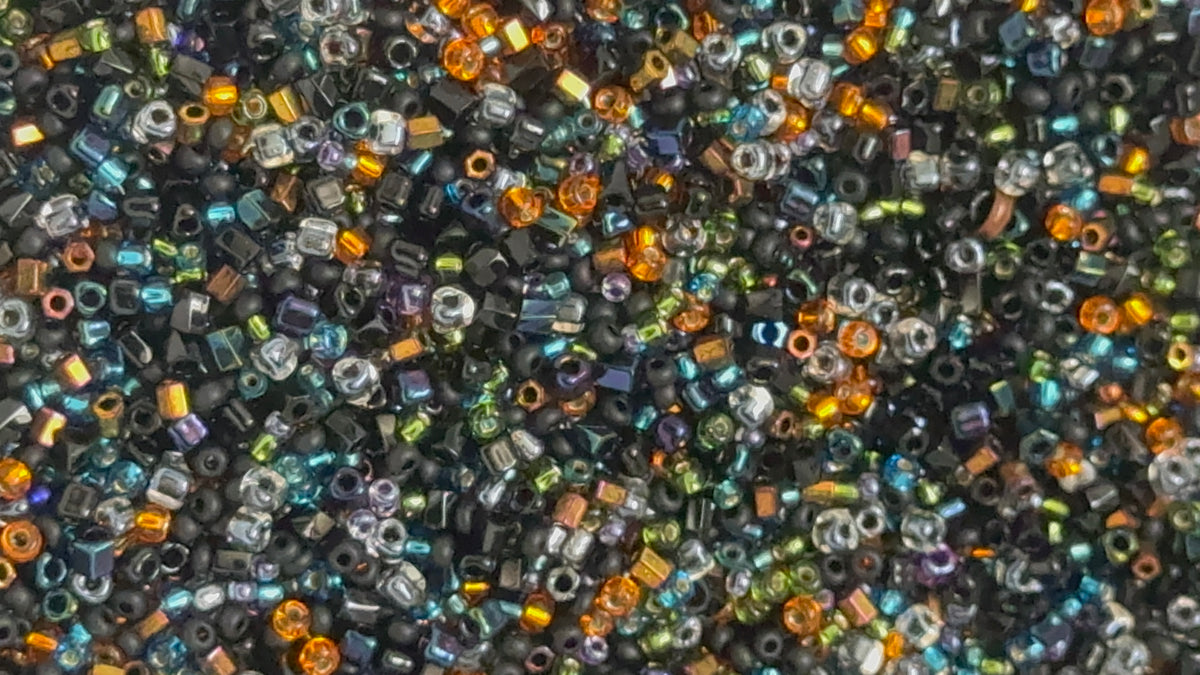 Midnight harvest mix, seed beads mix, size 11/0, 15/0, cube beads,30 grams