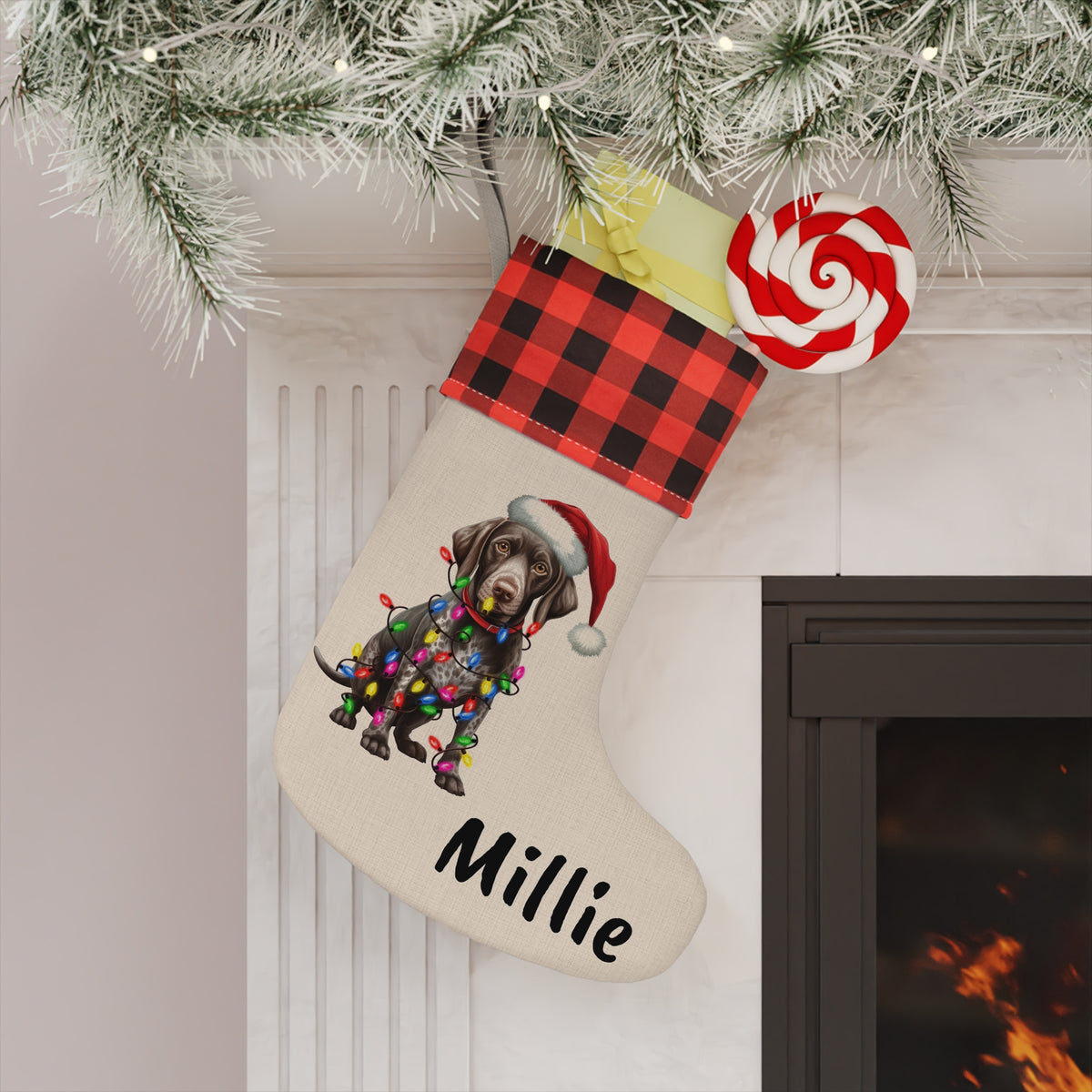 German Shorthaired Pointer Christmas stocking, Dog Lover Gift, Holiday Decor, Pet Owner Present, Winter Home Decor, Cute Puppy Stocking