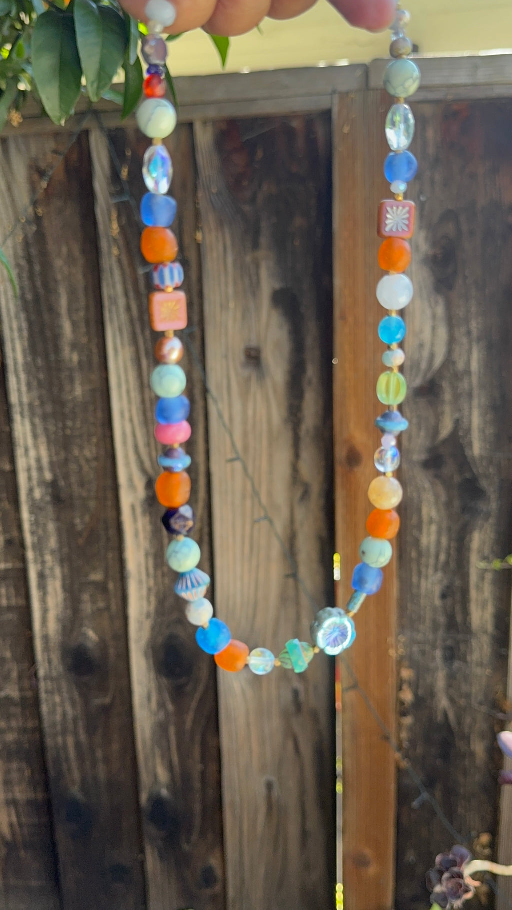 Handcrafted Czech Glass & Gemstone Layered Necklace | Boho Statement Necklace | Artisan Beaded Jewelry | beaded choker | adjustable 2”