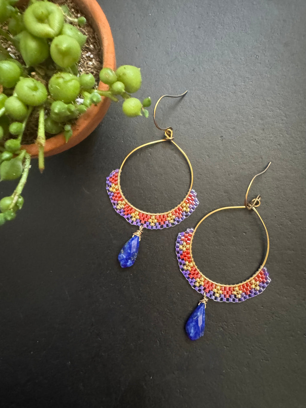 Colorido Statement beaded earrings, handmade boho earrings, seed bead earrings, bead weave earrings, lead and nickel free