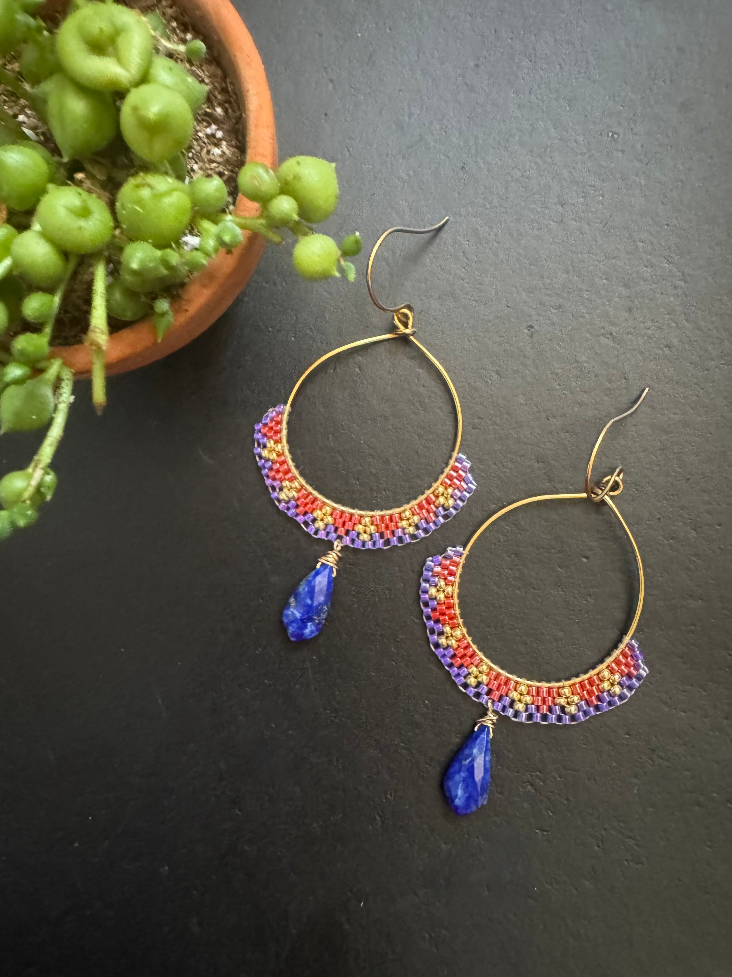 Colorido Statement beaded earrings, handmade boho earrings, seed bead earrings, bead weave earrings, lead and nickel free